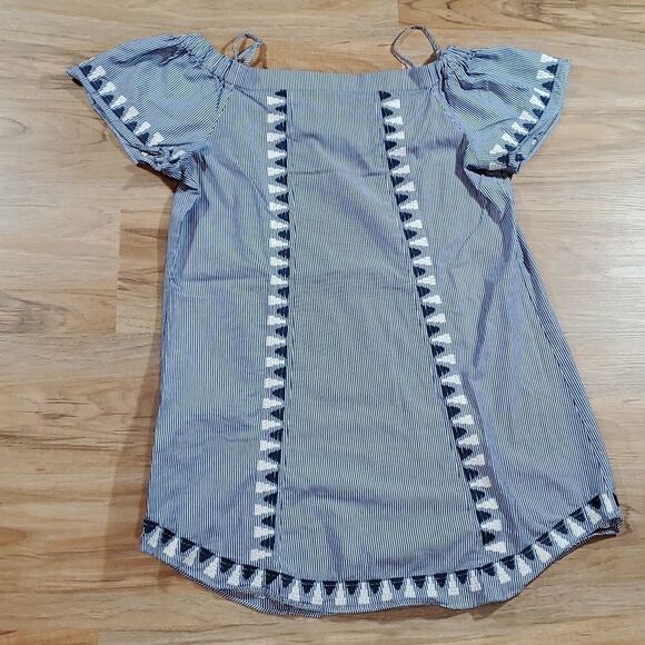 🔹️Stella & Dot Blue Striped Embroidered Dress or Coverup Large - Picture 1 of 7